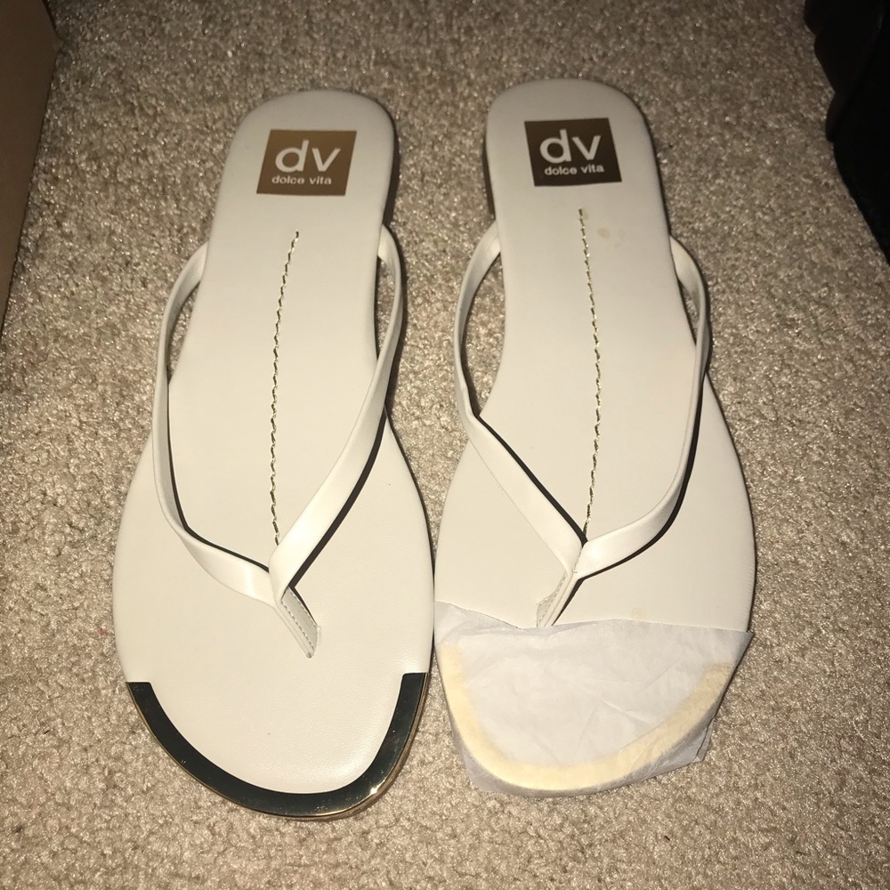 Gray flip flops